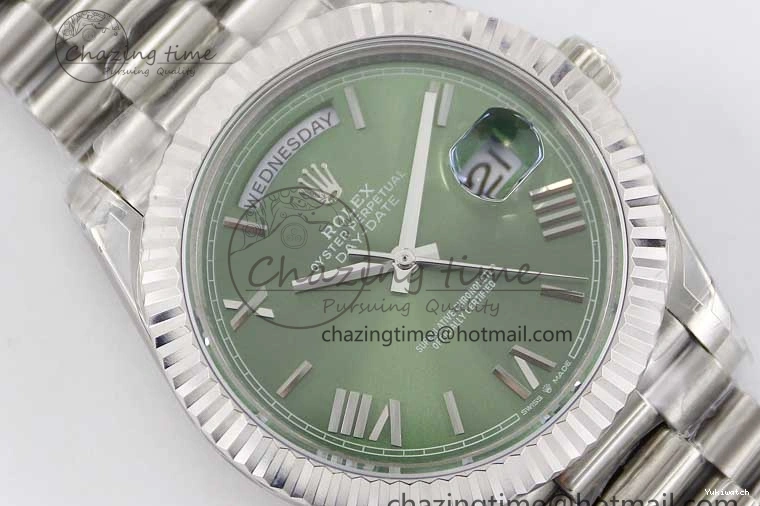 Edition Best 1:1 Dial Steel A2836 Date 40mm Green SS TWF on Roman Day Bracelet 904L SS 0130